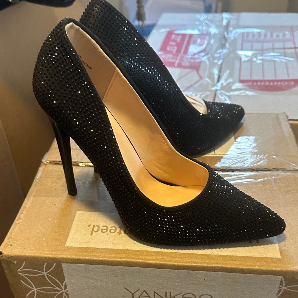 Lauren Lorraine Black Sparkle Heels